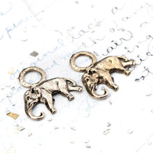 Load image into Gallery viewer, Antique Gold Elephant with Large Loop Charm Pair
