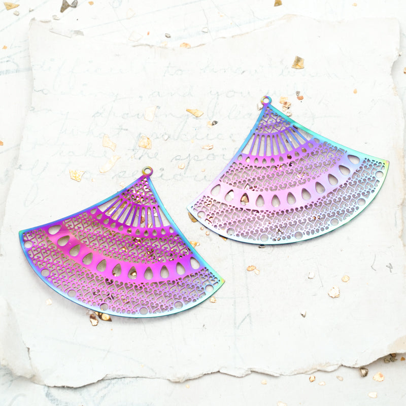 Rainbow Filigree Pendant Pair