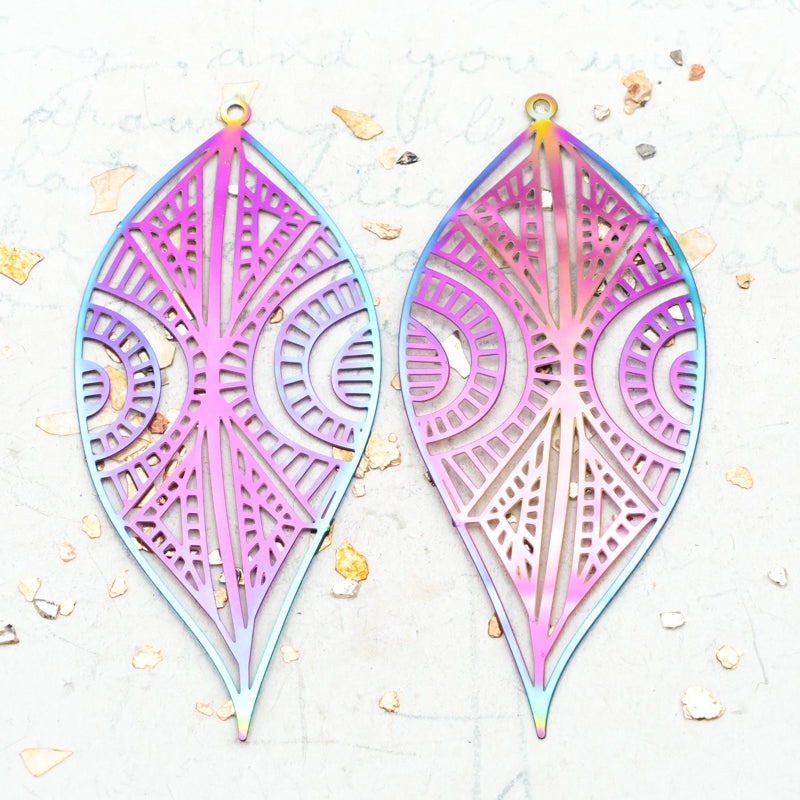 Rainbow Filigree Pendant Pair