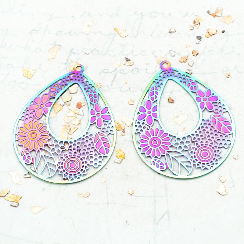 Rainbow Filigree Pendant Pair