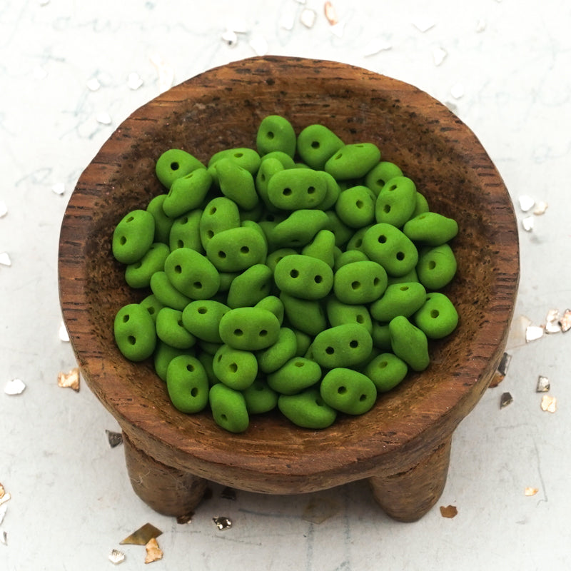 Velvet Lizard Green Superduo 2-Hole Seed Beads