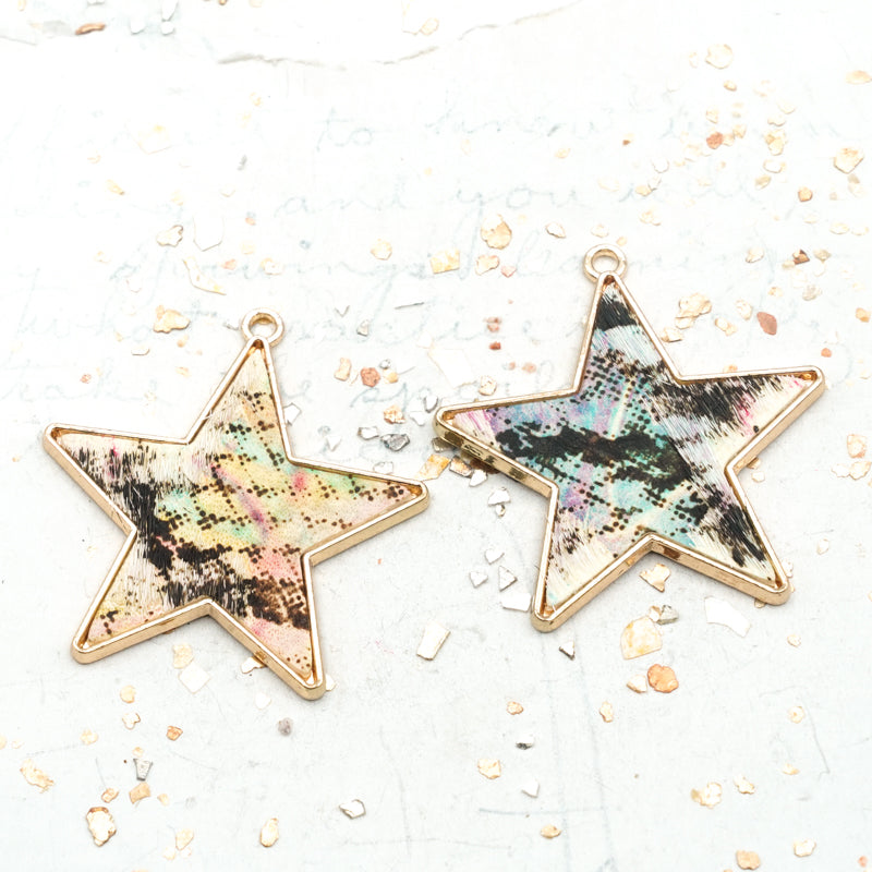Faux Leather Star Charm Pair