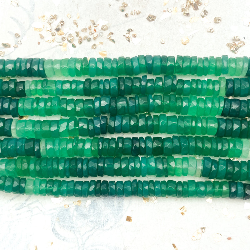 Green Onyx Heishi Gemstone Bead Strand