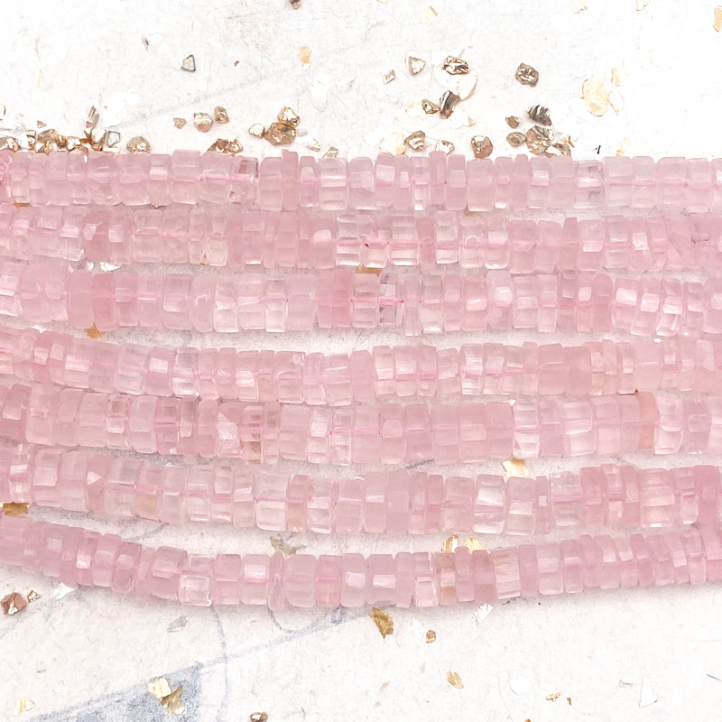 Rose Quartz Heishi Gemstone Bead Strand