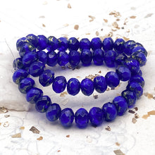 Load image into Gallery viewer, 5x7mm Electric Indigo with Picasso Finish Rondelle Czech Bead Strand
