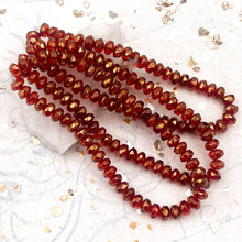 Load image into Gallery viewer, 3x2mm Ruby Red with Gold Luster Rondelle Strand
