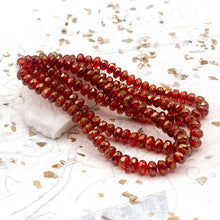 Load image into Gallery viewer, 3x2mm Ruby Red with Gold Luster Rondelle Strand
