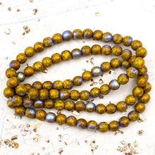 Load image into Gallery viewer, Doorbuster - 6mm Dandelion Yellow with a Bronze Finish and AB Wash Round Druk Bead Strand
