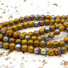 Load image into Gallery viewer, Doorbuster - 6mm Dandelion Yellow with a Bronze Finish and AB Wash Round Druk Bead Strand
