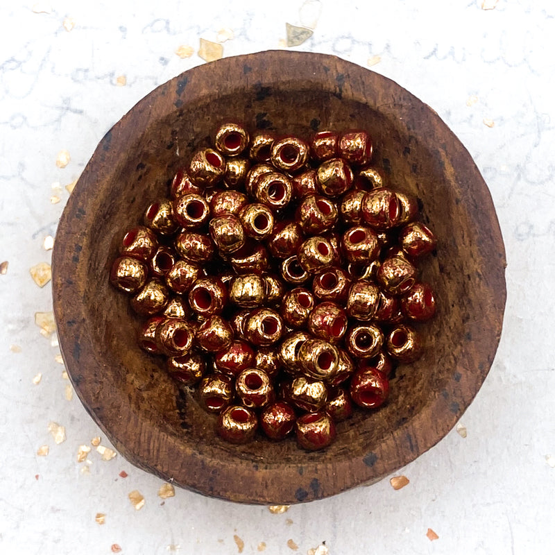 Discontinued! - Gilded Marble Red 6/0 Seed Bead Tube