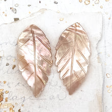 Load image into Gallery viewer, Light Pink Shimmer/White Shimmer Reversible Leaf Pendant Pair

