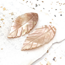 Load image into Gallery viewer, Light Pink Shimmer/White Shimmer Reversible Leaf Pendant Pair
