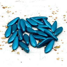 Load image into Gallery viewer, 16x5mm Metallic Blue Two-Hole Dagger Bead Set - 26 Pcs
