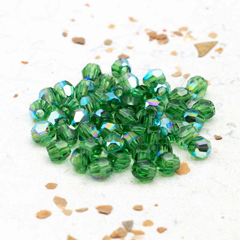 3mm Dark Moss Green AB Premium Crystal Bead Set - 48 Pcs