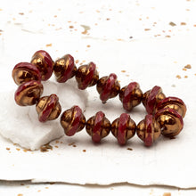 Load image into Gallery viewer, 8x10mm Ruby and Ladybug Red with a Bronze Finish Saturn Strand
