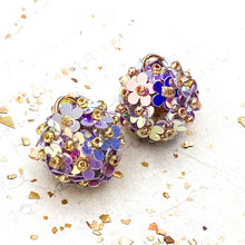 Load image into Gallery viewer, Purple Beaded Flower Pair
