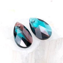 Load image into Gallery viewer, 22mm Burgundy and Blue Zircon Pear-Shaped Premium Crystal Pendant Pair
