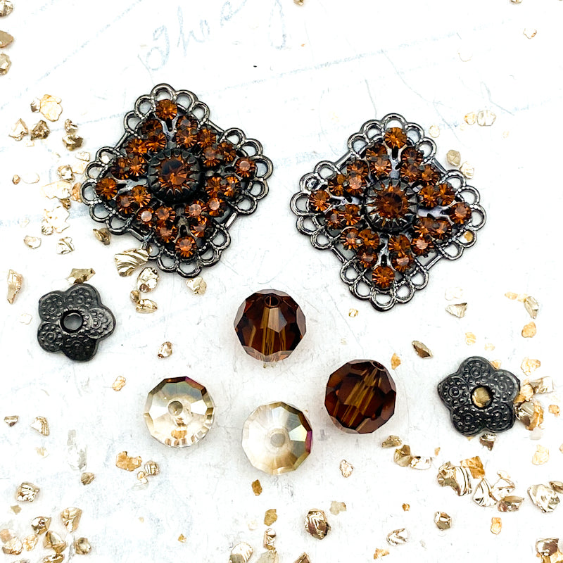 Amber Vintage Premium Austrian Crystal Earring Kit