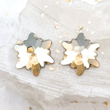 Load image into Gallery viewer, Golden Shadow Snowflake Premium Austrian Crystal Flatback Pair
