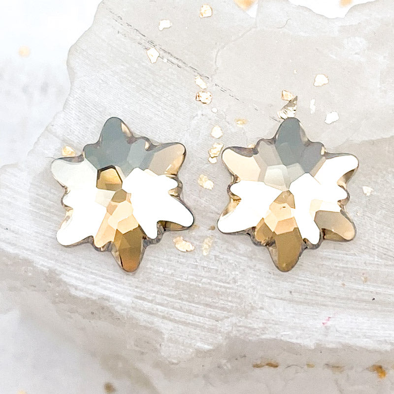 Golden Shadow Snowflake Premium Austrian Crystal Flatback Pair