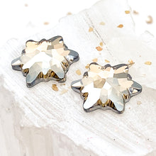 Load image into Gallery viewer, Golden Shadow Snowflake Premium Austrian Crystal Flatback Pair
