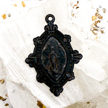 Load image into Gallery viewer, Oxidized Fleur-de-Lis Mary Pendant
