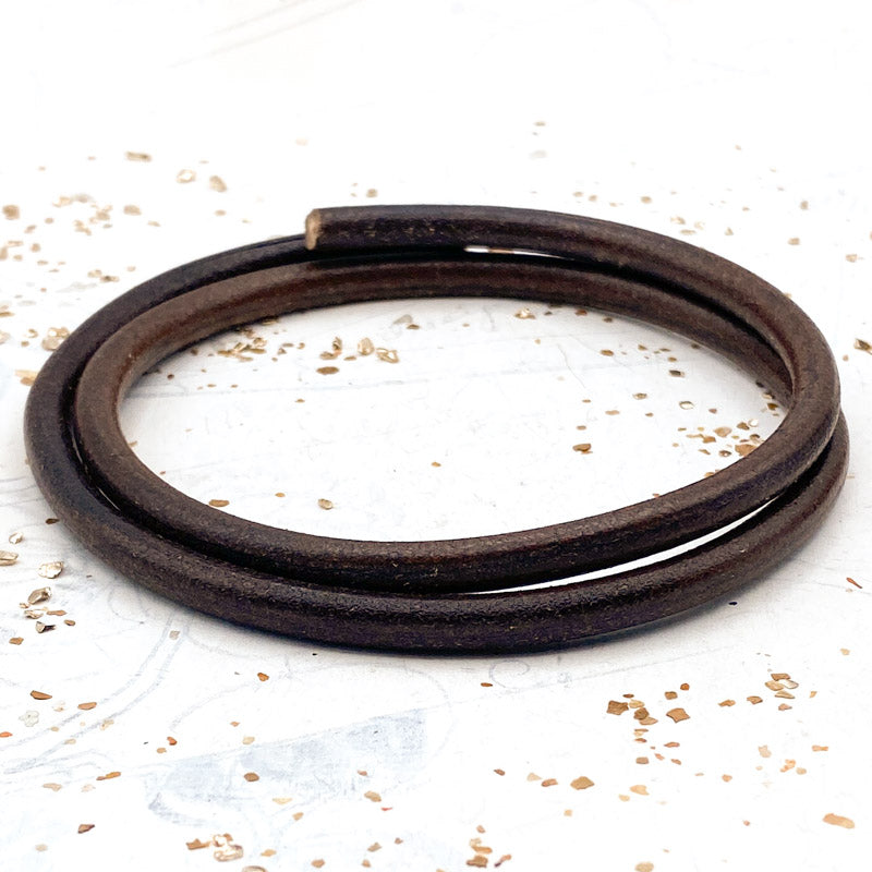 6mm Round Dark Brown Leather
