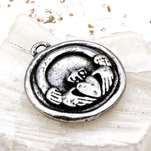 Load image into Gallery viewer, Antique Silver 4-Leaf Clover &amp; Heart Charm
