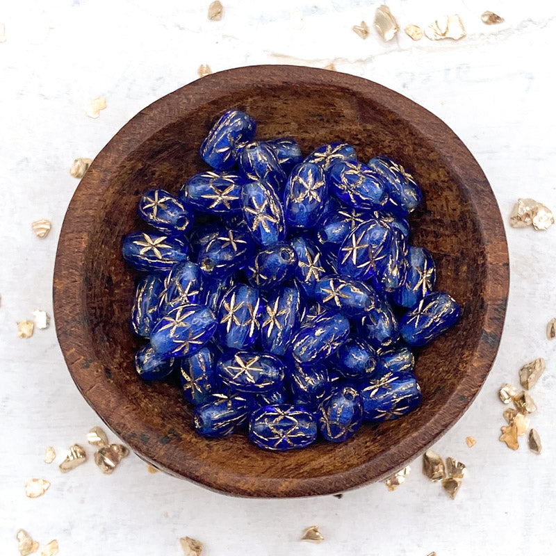 Sapphire Starry Night Czech Rice Bead Pack