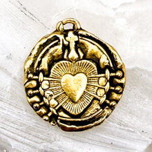 Load image into Gallery viewer, Antique Gold Immaculate Heart of Seven 7 Sorrows Pendant
