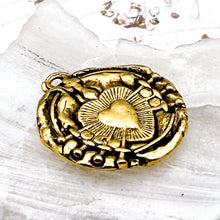 Load image into Gallery viewer, Antique Gold Immaculate Heart of Seven 7 Sorrows Pendant
