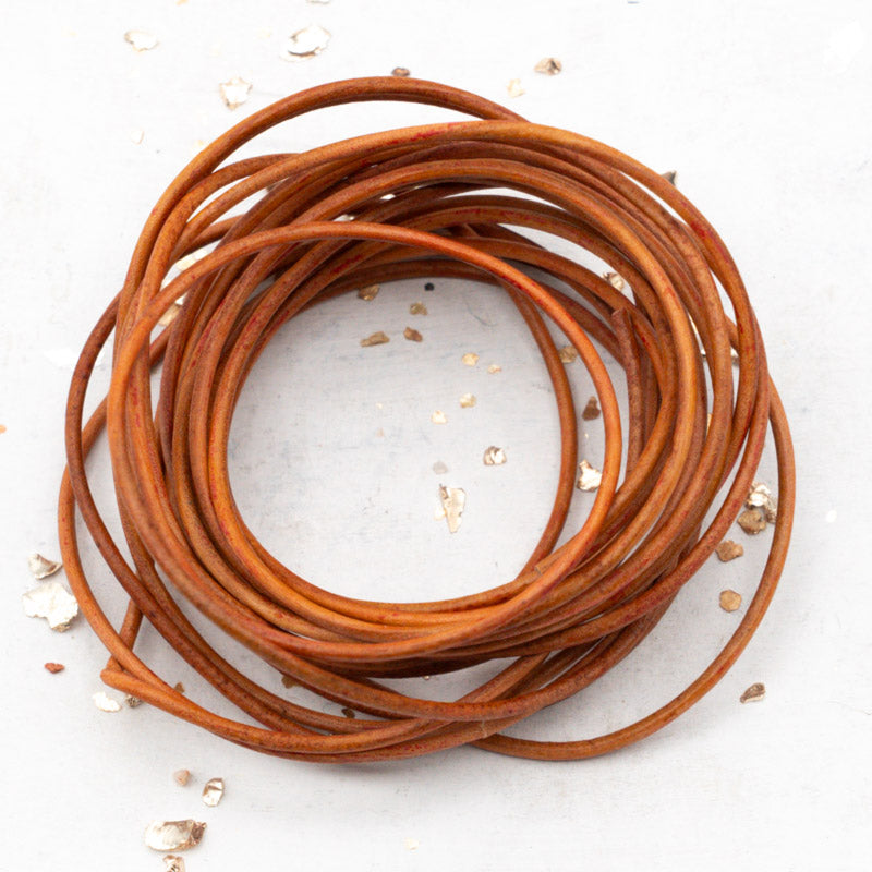 1mm Natural Brown-Orange Round Leather Cord