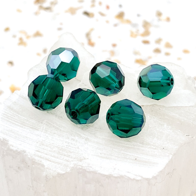 8mm Emerald Golden Shadow Premium Austrian Crystal Faceted Bead Set 