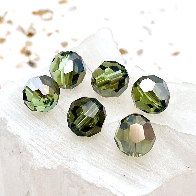 8mm Peridot Bronze Shade Premium Austrian Crystal Faceted Bead Set - 4pcs