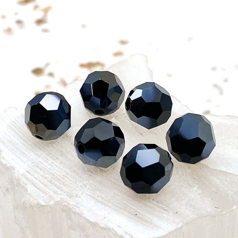 8mm Jet Blue Shade Premium Austrian Crystal Faceted Bead Set - 4pcs