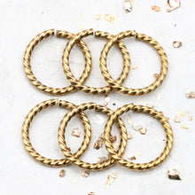 Load image into Gallery viewer, Antique Gold 16mm Twisted Jump Ring - 6pcs
