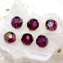 Load image into Gallery viewer, 8mm Fuchsia Bronze Shade Premium Austrian Crystal Faceted Bead Set - 6pcs
