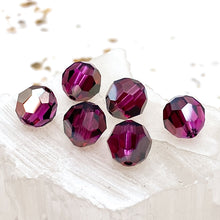 Load image into Gallery viewer, 8mm Fuchsia Bronze Shade Premium Austrian Crystal Faceted Bead Set - 6pcs
