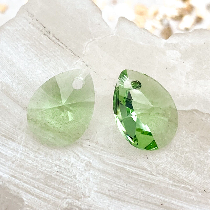 12mm Peridot Premium Austrian Crystal Pear Drop Pair