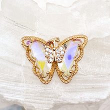 Load image into Gallery viewer, Pre-Order Clear AB Micro Pave Cubic Zirconia Butterfly Charm
