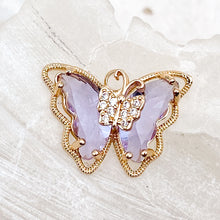 Load image into Gallery viewer, Pre-Order Lilac Micro Pave Cubic Zirconia Butterfly Charm
