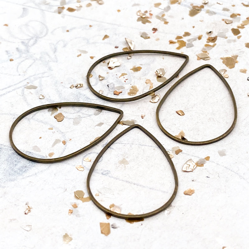Antique Brass Teardrop Open Bead Frames