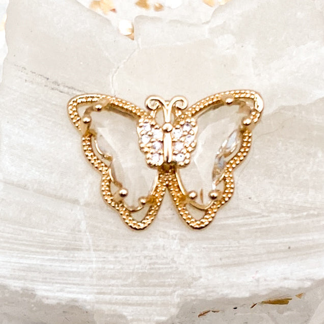 Pre-Order Clear Micro Pave Cubic Zirconia Butterfly Charm