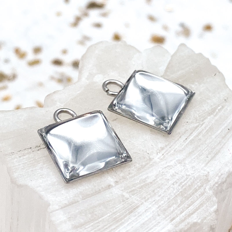 10mm Stainless Steel Square Bezel Pendant