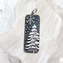 Load image into Gallery viewer, Pre-Order Sterling Silver Snowy Tree and Snowflake Charm
