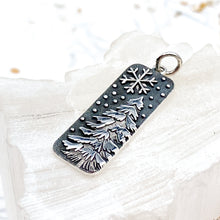 Load image into Gallery viewer, Pre-Order Sterling Silver Snowy Tree and Snowflake Charm
