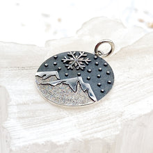 Load image into Gallery viewer, Pre-Order Sterling Silver Snowy Mountain and Snowflake Charm
