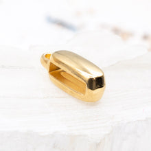 Load image into Gallery viewer, 10mm Shiny Gold Slider Charm Holder for Flat Leather
