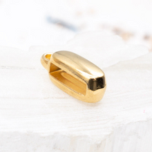 Load image into Gallery viewer, 10mm Shiny Gold Slider Charm Holder for Flat Leather
