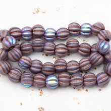 Load image into Gallery viewer, 8mm Thistle with AB Finish and Copper Wash Large Hole Melon Bead Strand

